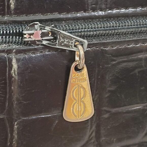 Bosca Crocco Calf Leather Wallet Black Croc embossed USA Organizer Checkbook - Picture 4 of 8